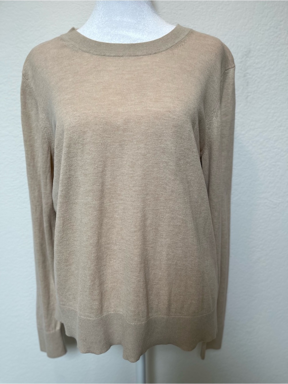 Quince Neutral Beige Organic Cotton Blend Crewneck Sweater